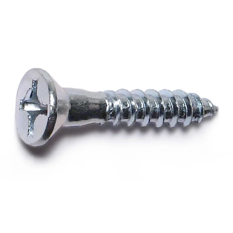 Brass Screws for Decorative Finishes-#12 x 1-1/4" Zinc Plated Steel Phillips Flat Head Wood Screws