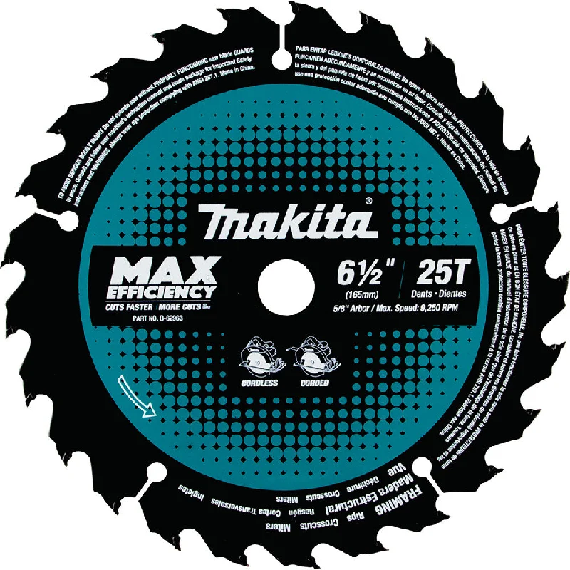 Thin Kerf Circular Saw Blades for Low Waste-Makita B-62963 6-1/2" 25T C.T. Circular Saw Blade