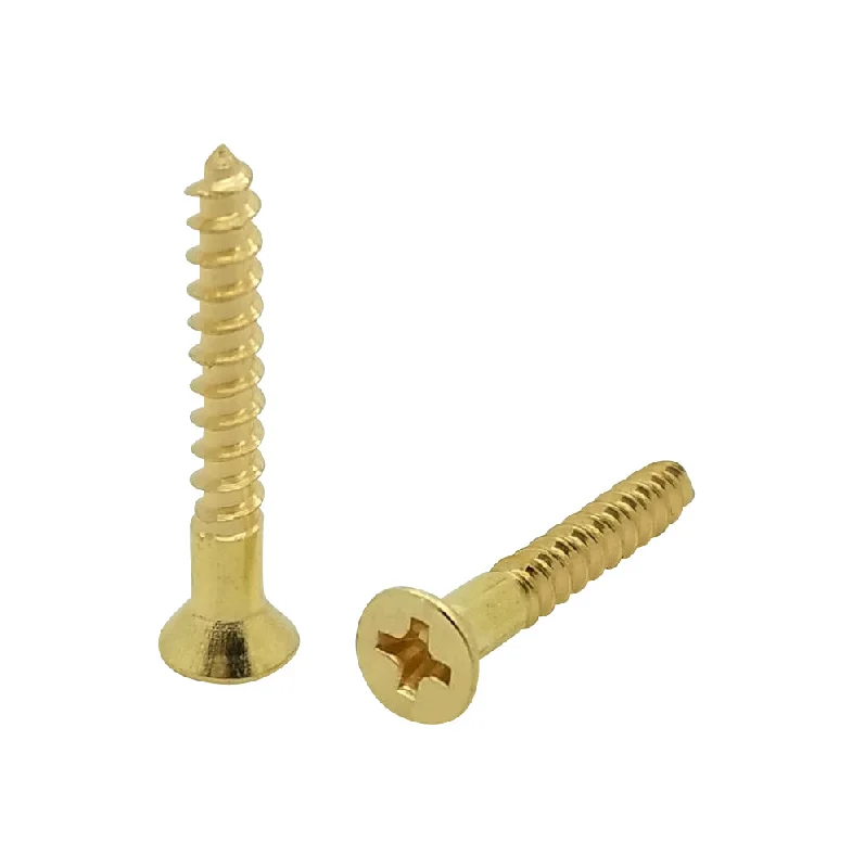 Screws for Plastic and PVC Connections-200 Qty #6 x 1" Flat Head Solid Brass Phillips Head Wood Screws (BCP152)