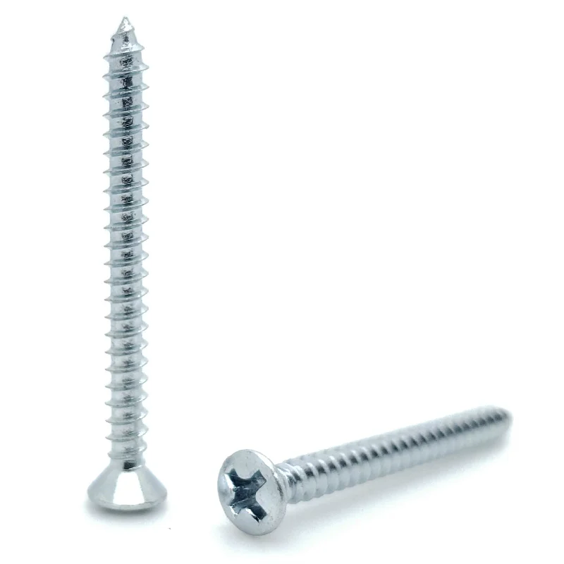 Plastic Screws for Lightweight Applications-100 Qty #6 x 1-1/2" Oval Head Zinc Coated Phillips Head Wood Screws (BCP369)