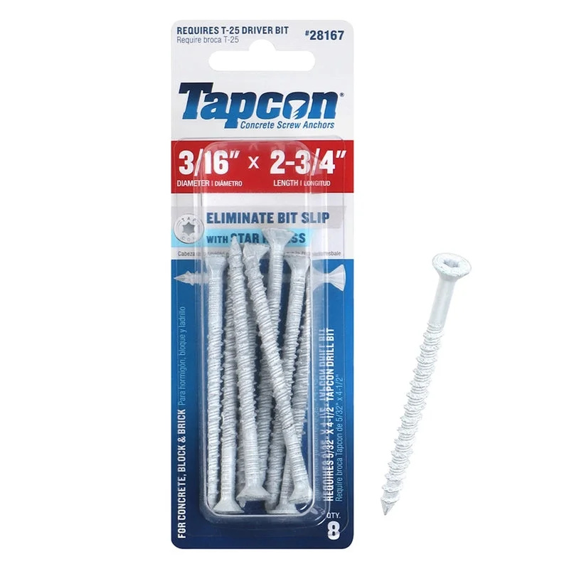 Screws for Securing Fixtures and Fittings-Tapcon 2-3/4 in. L Star Flat Head High/Low Concrete Screws