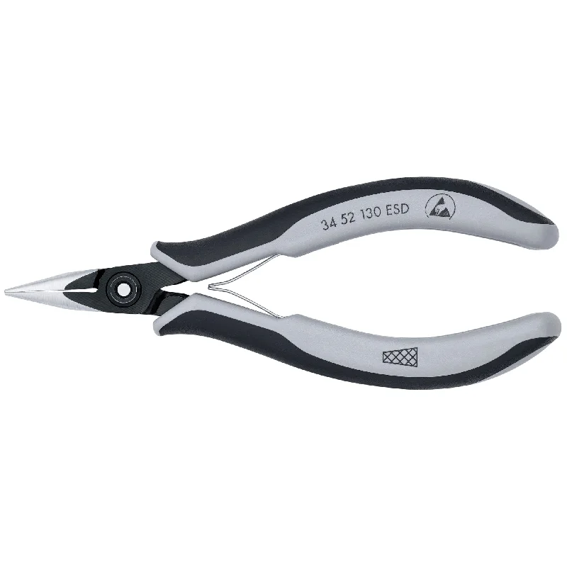 Precision Gripping Pliers for Fine Work-Knipex 34 52 130 ESD 5 1/4" Electronics Pliers-Half Round Tips, Cross-Hatched, ESD Handles