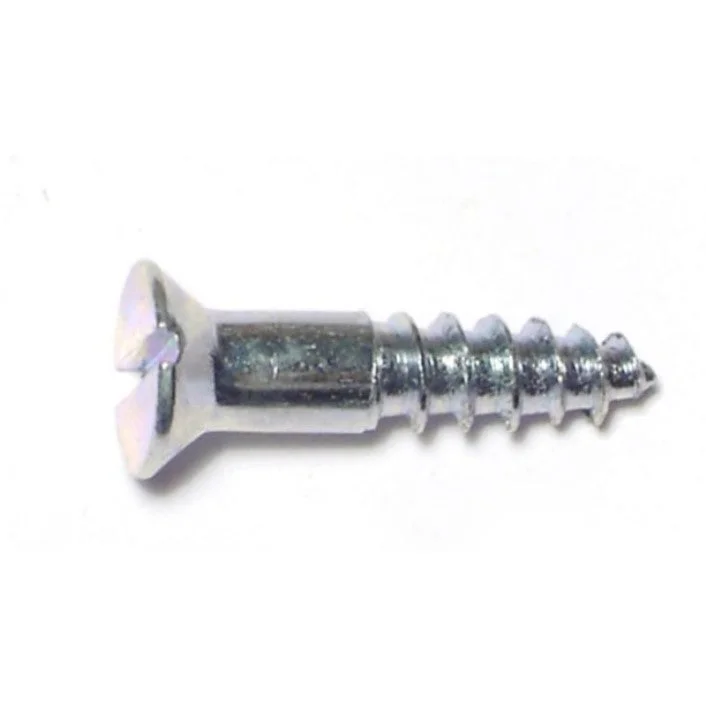 Screws for Secure Door and Window Fittings-#8 x 3/4" Zinc Plated Steel Slotted Flat Head Wood Screws