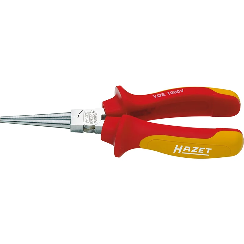 Ratchet Pliers for Consistent Pressure-Hazet 1826VDE-22 Round-Nose Pliers with Protective Insulation