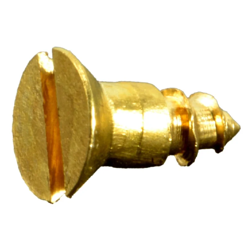 Screws with Square Drive for Better Torque Control-#3 x 1/4" Brass Slotted Flat Head Wood Screws (30 pcs.)