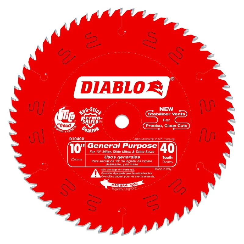 Diamond Blade Saw Blades for Granite Cutting-Diablo D1040X 10" x 40 General Purpose Saw Blade