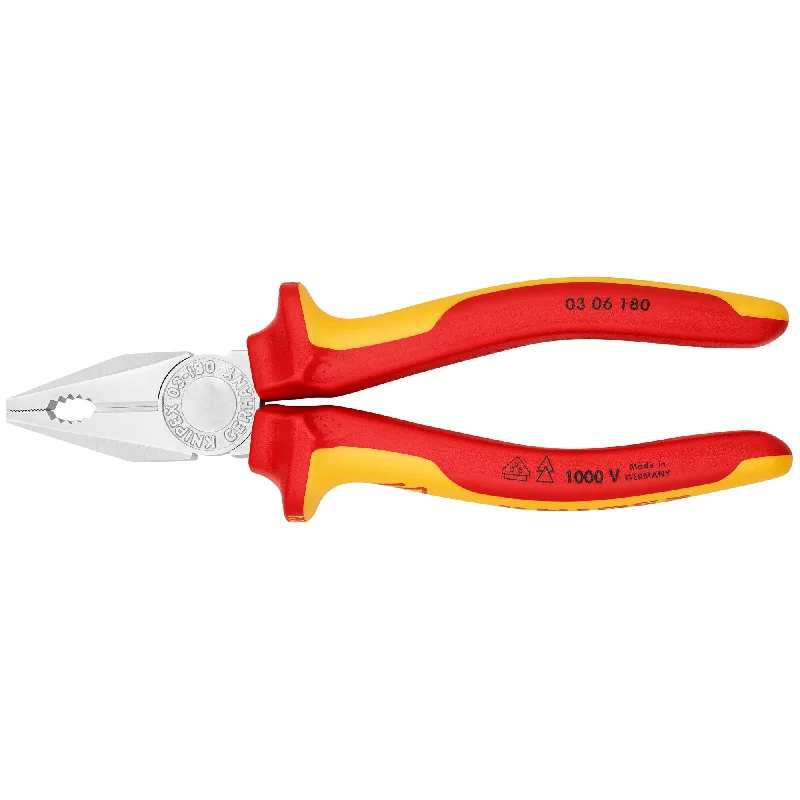 Chain Nose Pliers for Jewelry Making-Knipex 03 06 180 7 1/4" Combination Pliers-1000V Insulated