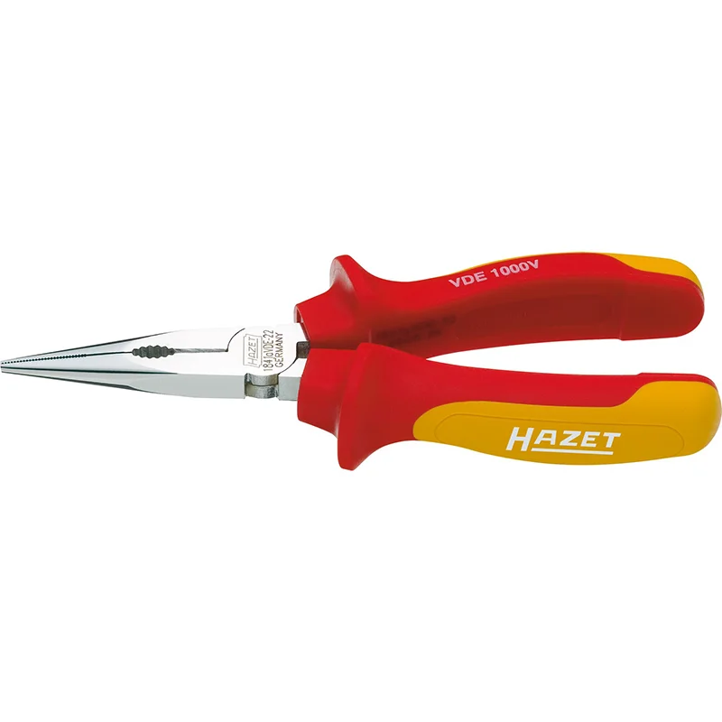 Flat Nose Pliers for Straight Edges-Hazet 1841AVDE-22 Snipe Nose Pliers with Protective Insulation