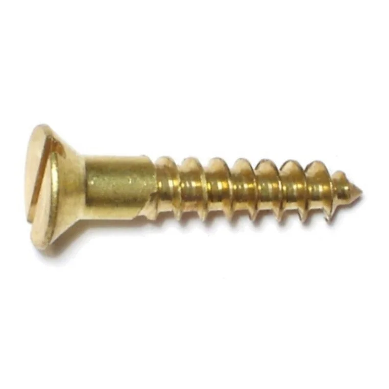 Screws for Attaching Roof Fixtures-#8 x 1" Brass Slotted Flat Head Wood Screws