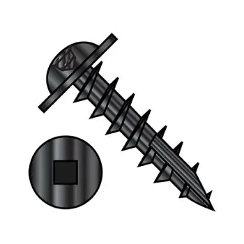 Screws for Mounting Heavy Equipment and Fixtures-JFAST 1014DQRW17DB - 10-9X7/8  Square Drive Round Washer Head Deep Thread Wood Screw Type 17 Full Thrd Black Ox, Case Quantity: 
4,000