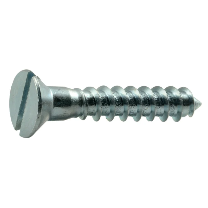 Wood Screws with Threaded Shaft for Strong Hold-#12 x 1-1/4" Zinc Plated Steel Slotted Flat Head Wood Screws (20 pcs.)