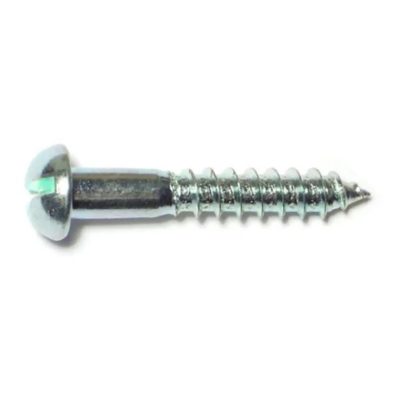 Screws for Outdoor Furniture and Decking-#8 x 1" Zinc Plated Steel Slotted Round Head Wood Screws