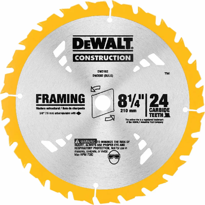 Long-Lasting Saw Blades for Home Improvement-DeWalt DW3582 Series 20 8-1/4" 24T Carbide Thin Kerf Circular Saw Blade (Bulk)