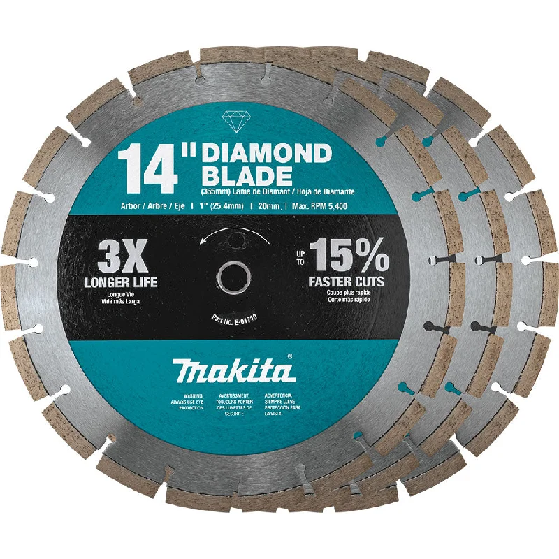 Tapered Saw Blades for Cutting Various Materials-Makita B-69646 14" Diamond Blade, Segmented, Contractor, 3 Pack