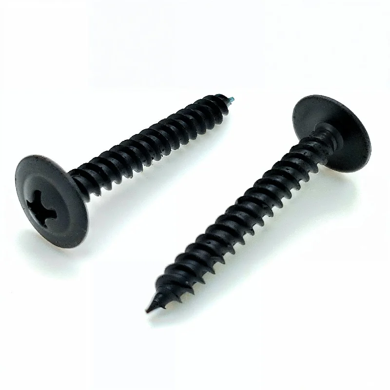 Galvanized Screws for Exterior Applications-100 Qty #8 x 1-1/4" Black Phillips Modified Truss Head Wood Screws (BCP1080)