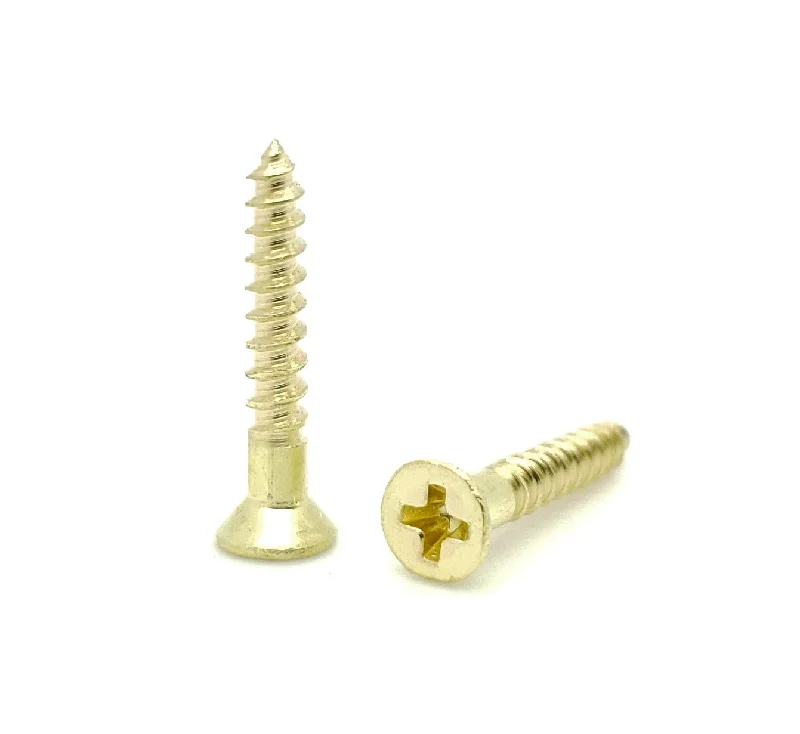 Pan-Head Screws for Secure Mounting-100 Qty #4 x 3/4" Flat Head Solid Brass Phillips Head Wood Screws (BCP104)