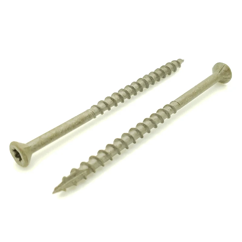 High-Strength Screws for Industrial Applications-100 Qty #9 x 3" Inch Dark Tan Fence & Deck Screws | Torx Star Drive | Bit Included (BCP927)