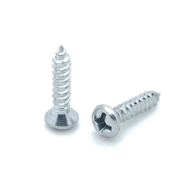 Screws for Securing Roofing Materials-100 Qty #6 x 5/8" Oval Head Zinc Coated Phillips Head Wood Screws (BCP361)