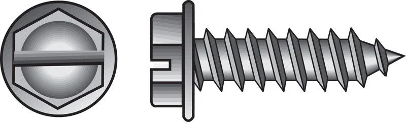 Screws with Cross Drive for Enhanced Grip-HILLMAN No. 12 X 2-1/2 in. L Slotted Hex Washer Head Sheet Metal Screws 100 pk