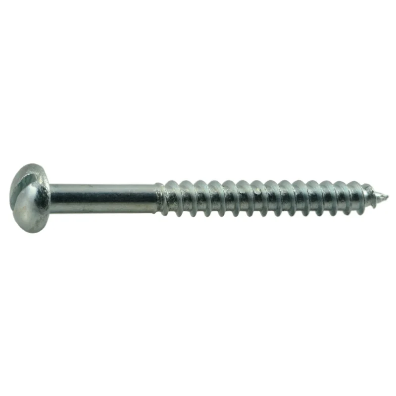 Screws for Structural Joinery in Woodworking-#10 x 2" Zinc Plated Steel Slotted Round Head Wood Screws (40 pcs.)