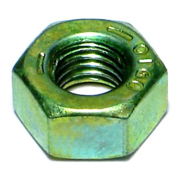 Nuts for Mechanical and Automotive Repairs-1/4"-28 Green Rinsed Zinc Plated Grade 5 Steel Fine Thread Hex Nuts