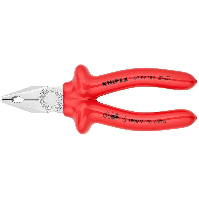 Ergonomic Cutting Pliers for Comfort-Knipex 03 07 180 7 1/4" Combination Pliers-1000V Insulated