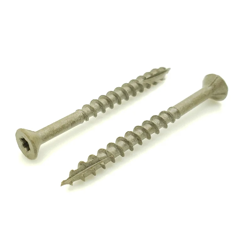 Screws with High-Grade Coating for Durability-100 Qty #8 x 1-5/8" Inch Dark Tan Fence & Deck Screws | Torx Star Drive | Bit Included (BCP1223)