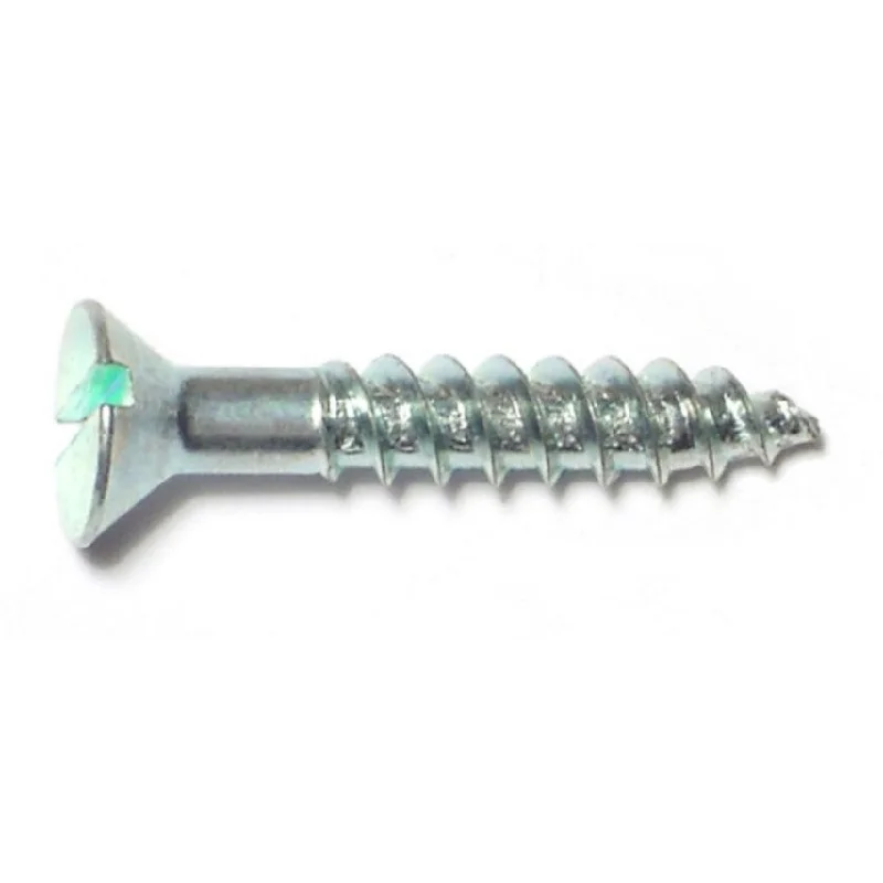 Screws for Heavy Woodworking Applications-#8 x 1" Zinc Plated Steel Slotted Flat Head Wood Screws