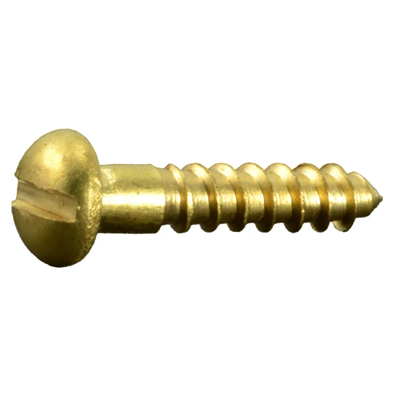 Heavy Duty Screws for Anchoring Posts and Beams-#3 x 1/2" Brass Slotted Round Head Wood Screws (25 pcs.)