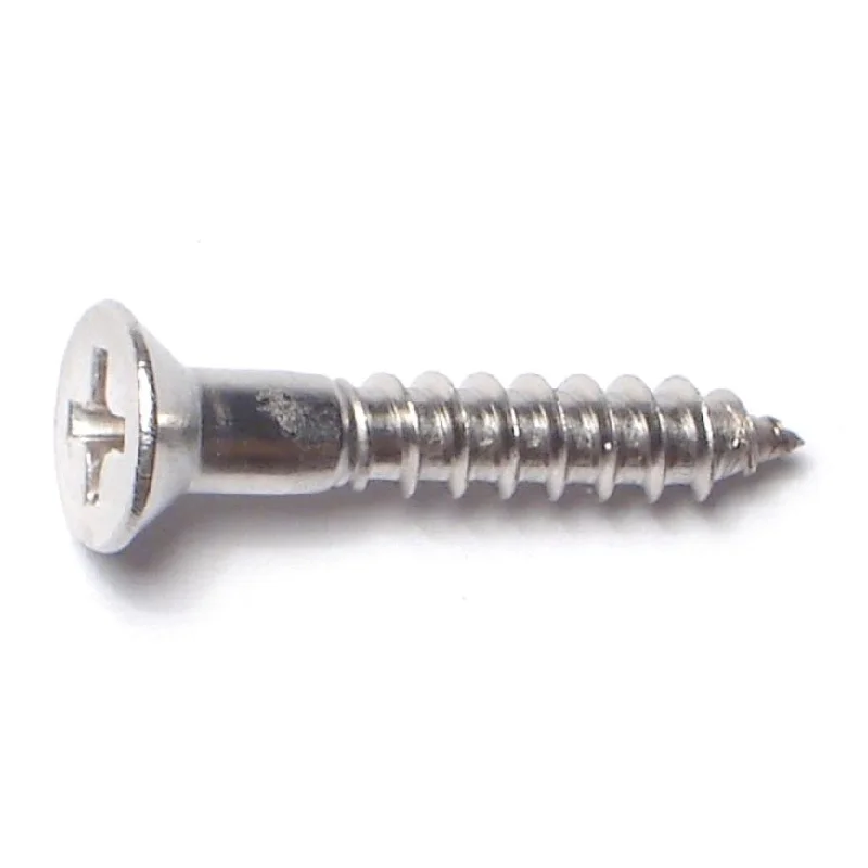 Screws for Mounting Appliances and Equipment-#8 x 1" 18-8 Stainless Steel Phillips Flat Head Wood Screws