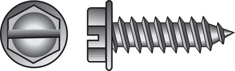 Galvanized Screws for Exterior Applications-HILLMAN No. 10 X 2 in. L Slotted Hex Washer Head Sheet Metal Screws 100 pk