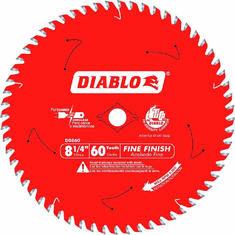 Industrial Saw Blades for Heavy-Duty Applications-Diablo D0860X 8-1/4" 60-Tooth Fine Finish Saw Blade