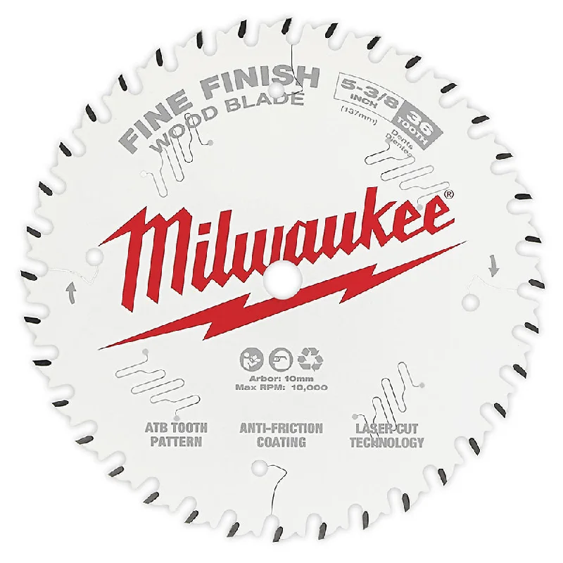 Circular Saw Blades for Cutting Through Concrete-Milwaukee 48-40-0524 5-3/8 in. 36T Fine Finish Circular Saw Blade