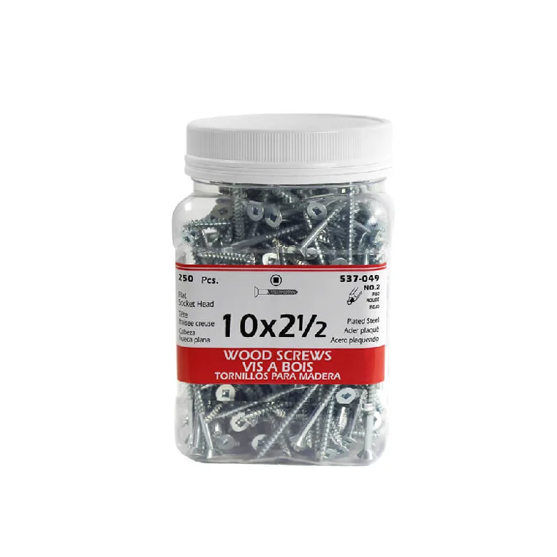 Self-Tapping Screws for Metal and Plastic-H Paulin #10 x 2-1/2 in. Zinc Coated Flat Head Square Drive Wood Screws (250-Jug)