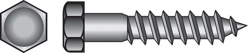 Wood Screws with Coarse Threads for Strong Grip-HILLMAN 3/8 in. X 3 in. L Hex Stainless Steel Lag Screw 25 pk