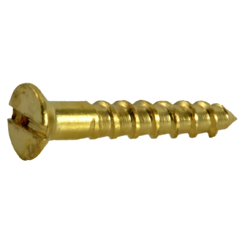 Screws for Attaching Hinges and Locks-#0 x 3/8" Brass Slotted Flat Head Wood Screws (40 pcs.)