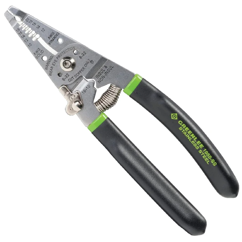 Pipe Cutters for Cutting Large-Diameter Pipes-Greenlee Hand Tools Stainless Steel Wire Stripper Pro (1956-SS), 6-14 AWG