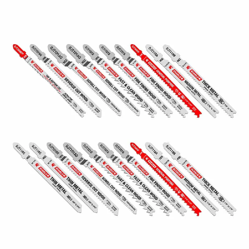 Large-Diameter Saw Blades for Cutting Wood Beams-Diablo DJT20S 20 pc T-Shank Jig Saw Blade Set for Wood & Metal (20-Piece)