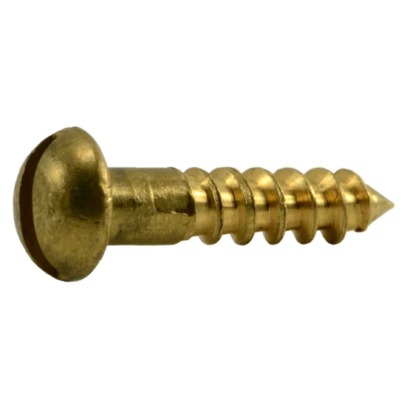 Sheet Metal Screws for DIY Projects-#4 x 1/2" Brass Slotted Round Head Wood Screws