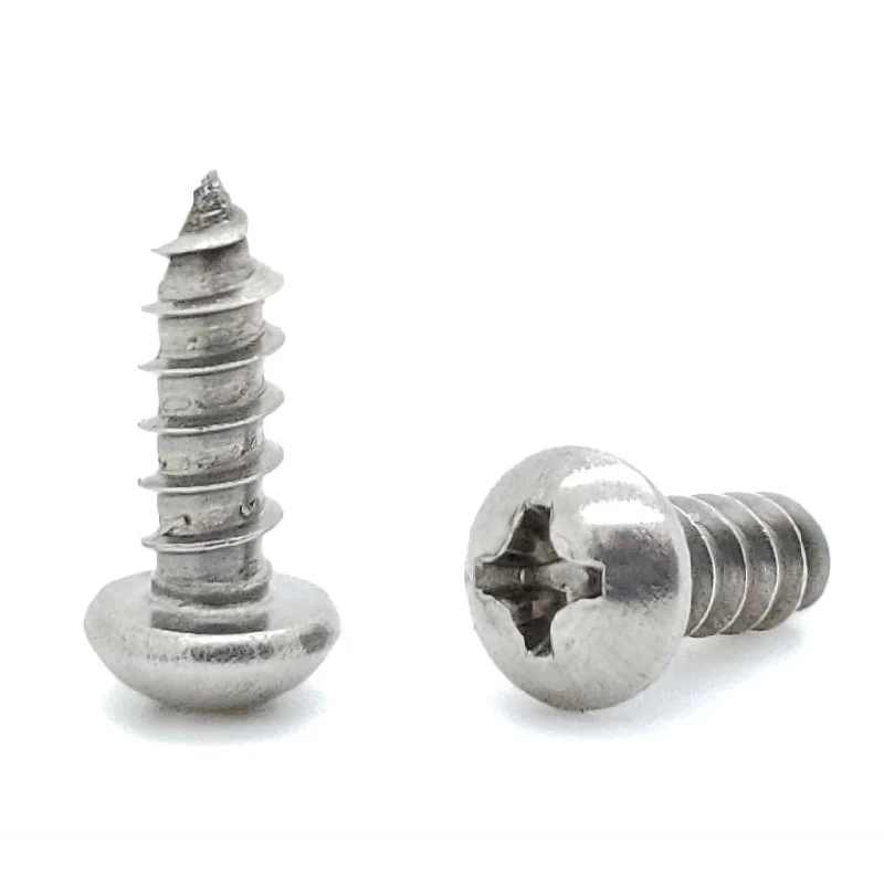 Screws for Tiling and Flooring Work-100 Qty #8 x 1/2" Round Head 304 Stainless Phillips Head Wood Screws (BCP596)