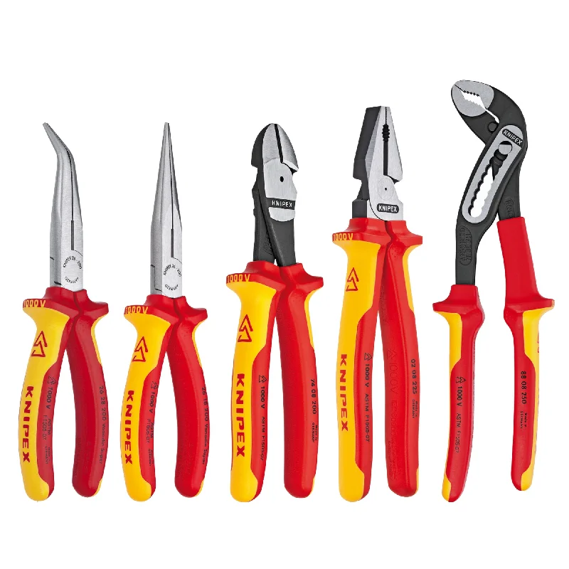 Long Nose Pliers for Reach and Precision-Knipex 9K 00 80 142 US 5 Pc 1000V Insulated Pliers Set