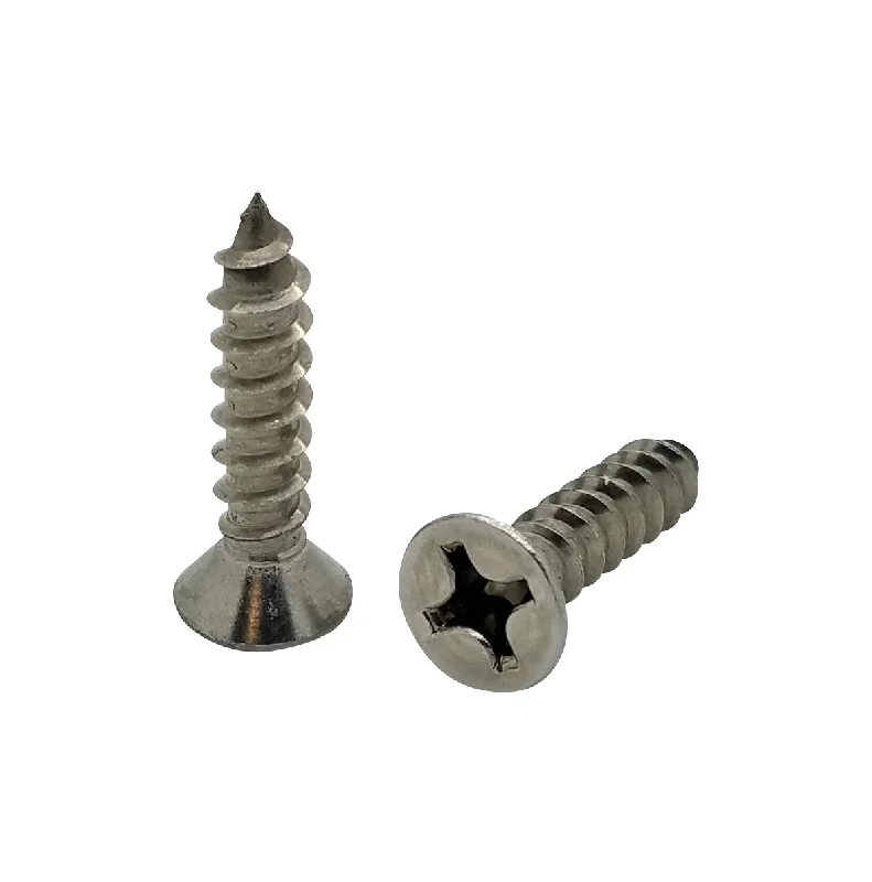 Screws for Secure Door and Window Fittings-100 Qty #12 x 1" Flat Head 304 Stainless Phillips Head Wood Screws (BCP154)