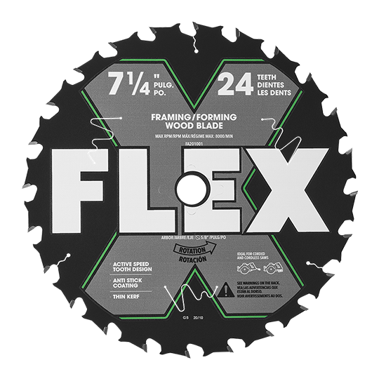 Tapered Saw Blades for Cutting Various Materials-FLEX FA201001 7-1/4" 24t Carbide Circular Saw Blade