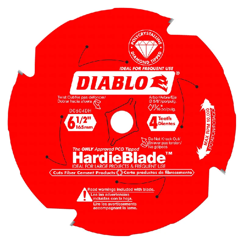 Abrasive Cutting Saw Blades for Metal Sheets-Diablo D0604DHA 6-1/2" x 4 Tooth (PCD) Fiber Cement HardieBlade