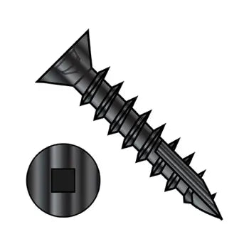 Screws for Securing Electrical Wiring and Cables-JFAST 0912DQF17NNB - 9-10X3/4  Square Drive Flat Head No Nibs Deep Thread Wood Screw Type 17 Full Thrd Black Ox, Case Quantity: 
6,000