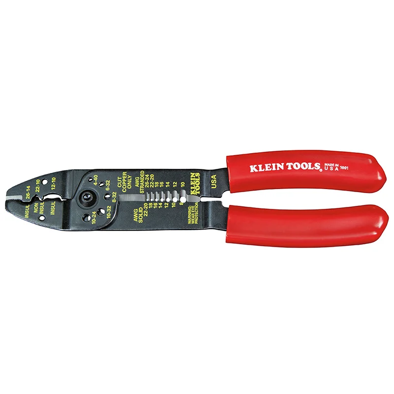 Ratchet Pipe Cutters for Faster and Cleaner Cuts-Klein Tools 1001 Multi-Purpose Electrician's Tool 8-22 AWG Red 8 1/2 Inches