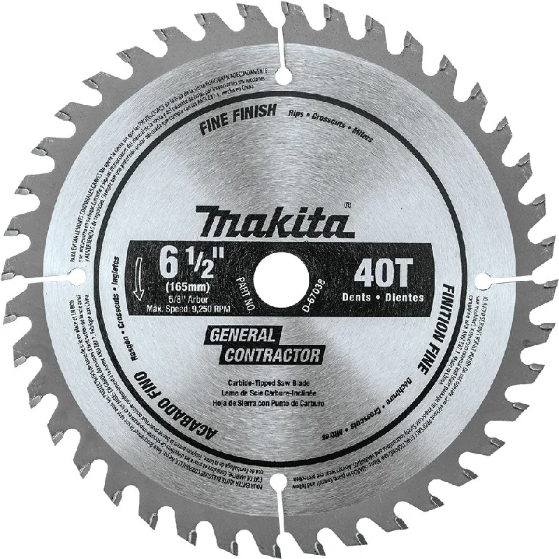 Heavy-Duty Saw Blades for Industrial Use-Makita D-67038 6-1/2" 40T Carbide-Tipped Circular Saw Blade, Fine Finish