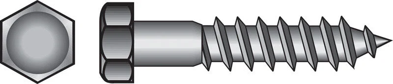 Screws for Heavy Woodworking Applications-HILLMAN 1/2 in. X 3 in. L Hex Stainless Steel Lag Screw 25 pk