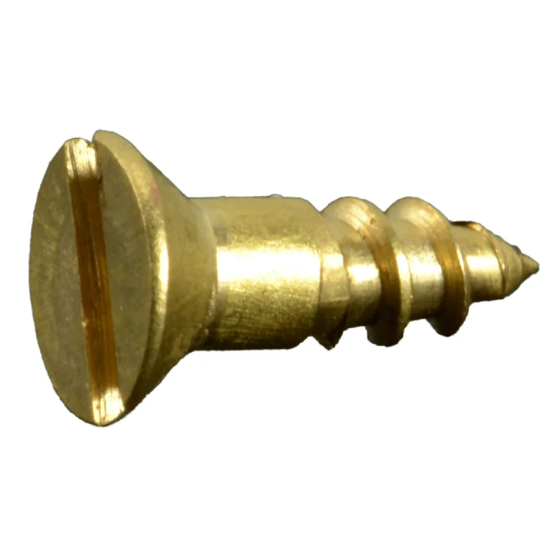 Stainless Steel Screws for HVAC Installations-#4 x 3/8" Brass Slotted Flat Head Wood Screws (20 pcs.)