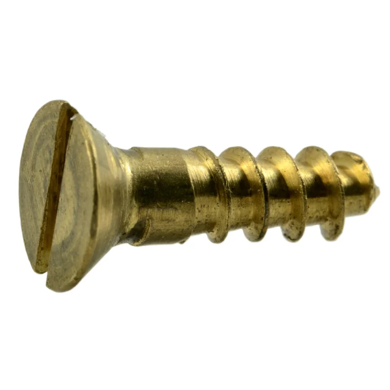 Heavy-Duty Screws for Large Construction Projects-#6 x 1/2" Brass Slotted Flat Head Wood Screws